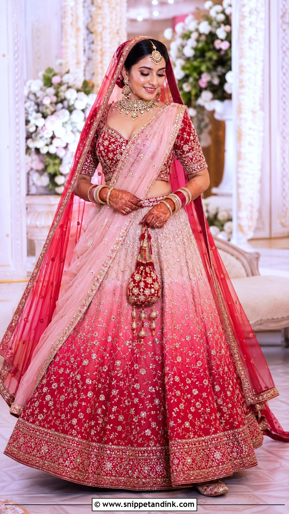 Red And Pink Ombre Lehenga - Snippet and Ink - 20 Indian Weddings Lehnga Designs