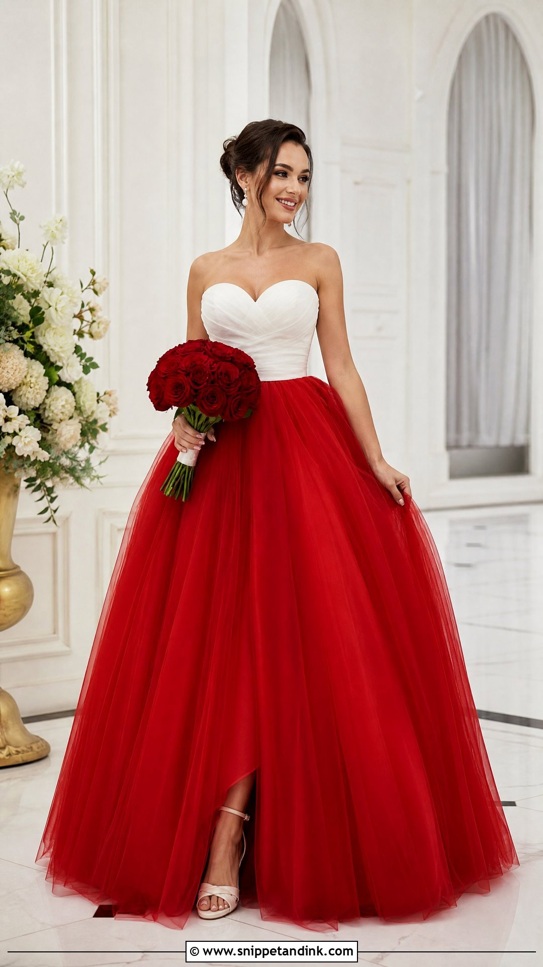 Red And White Ball Gown Wedding Dress - Snippet and Ink - 25 Red and White Wedding Dress Ideas
