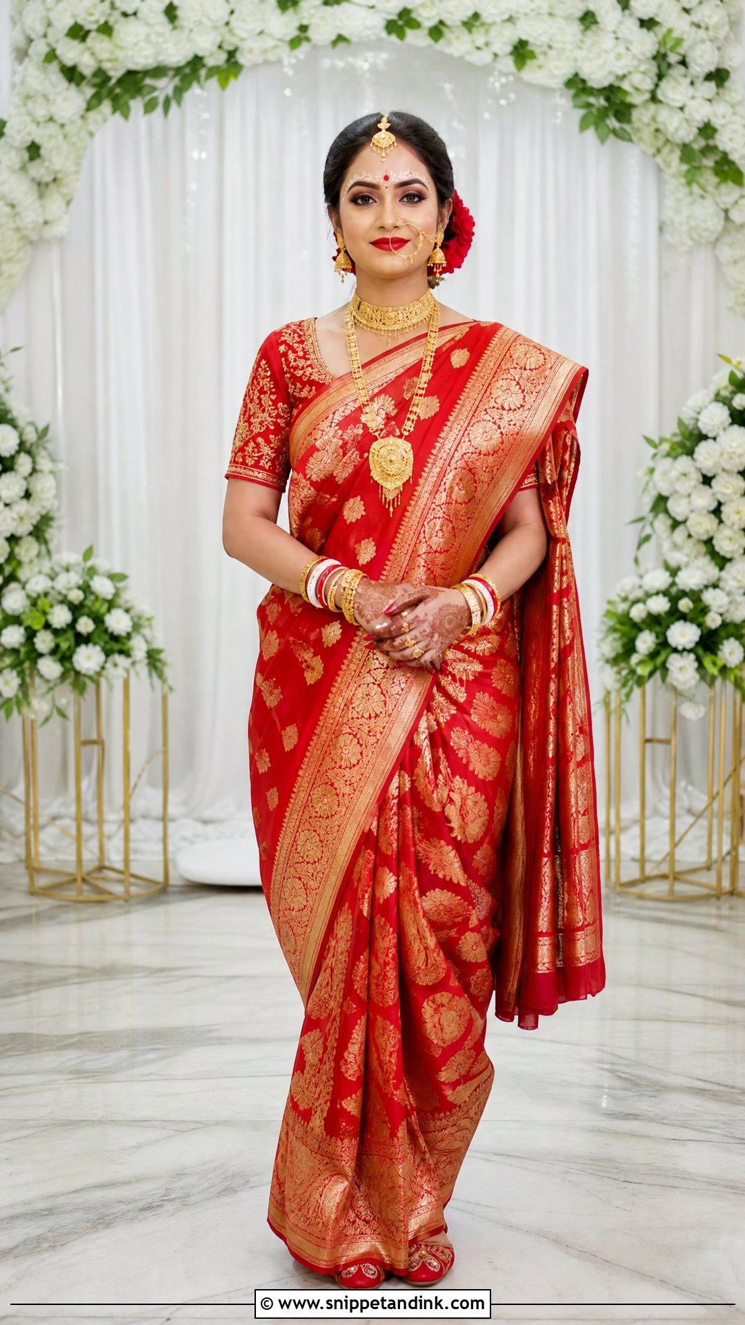 Red And White Bridal Kolka Design - Snippet and Ink - 25 Bridal Kolka Design Ideas