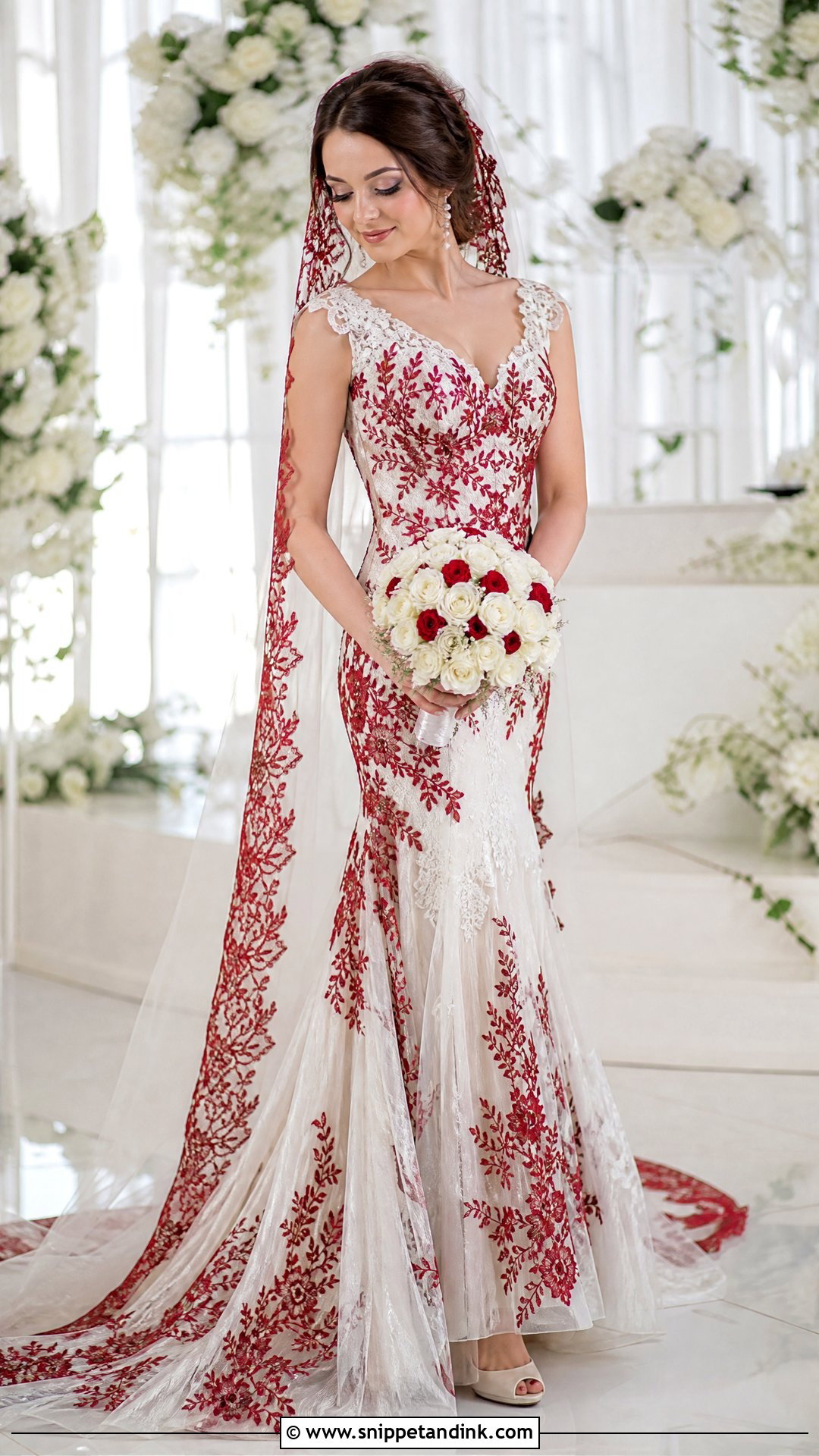 Red And White Lace Wedding Dress - Snippet and Ink - 20 Red Lace Wedding Dress Ideas