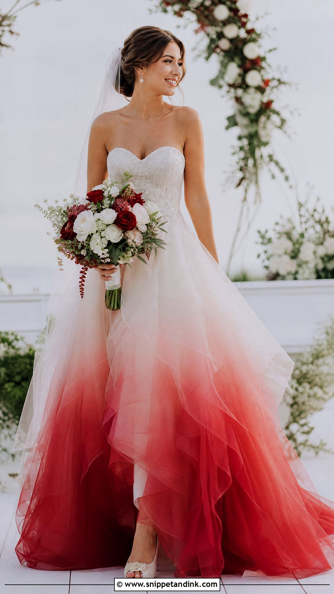 Red And White Ombre Bridal Gown - Snippet and Ink - 20 Red Bridal Gown Ideas