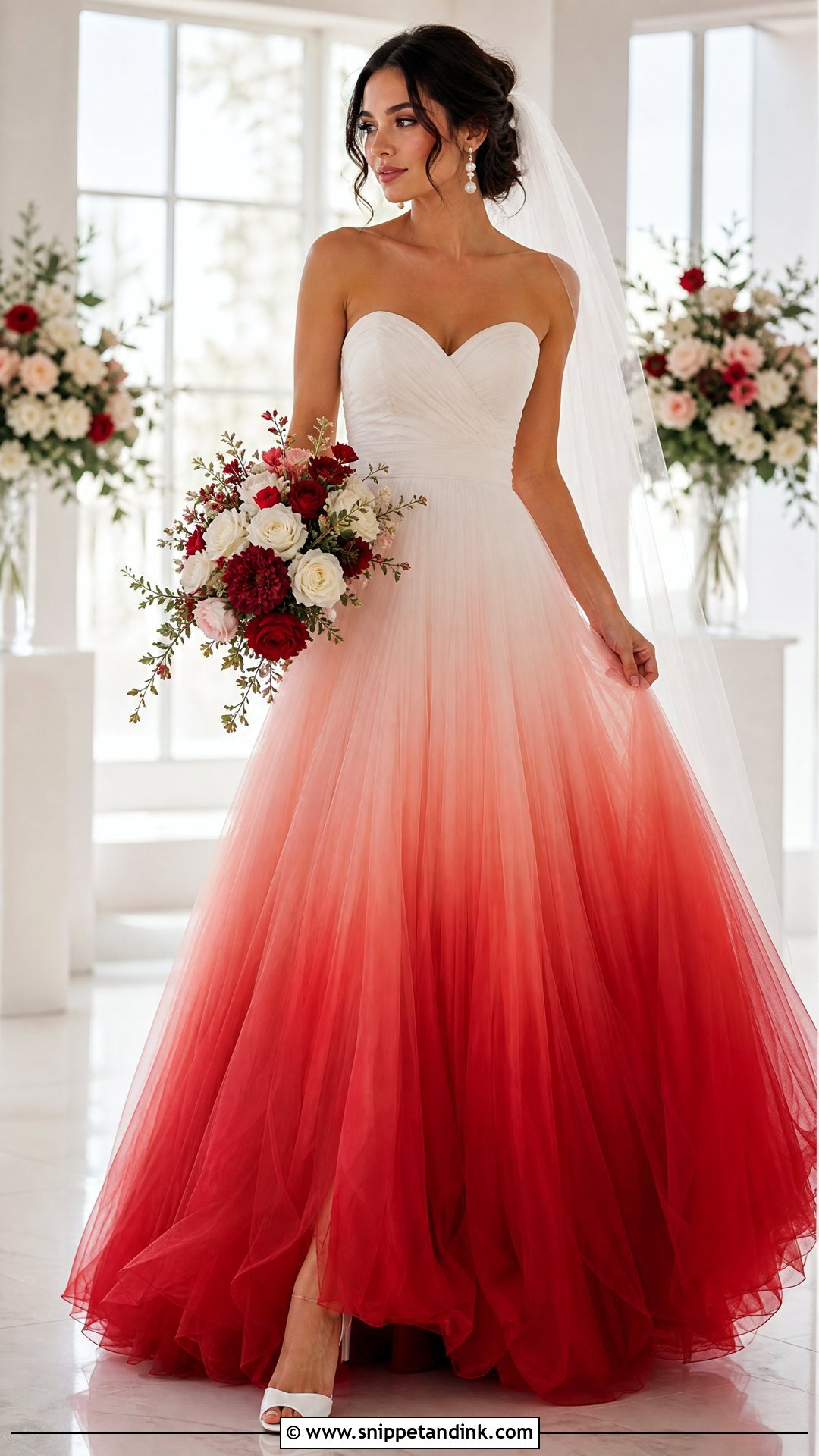 Red And White Ombre Wedding Gown - Snippet and Ink - 20 Red Wedding Gown Ideas