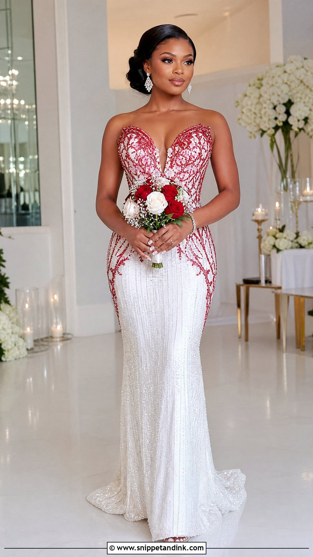 Red And White Sequin Wedding Dress - Snippet and Ink - 25 Red and White Wedding Dress Ideas