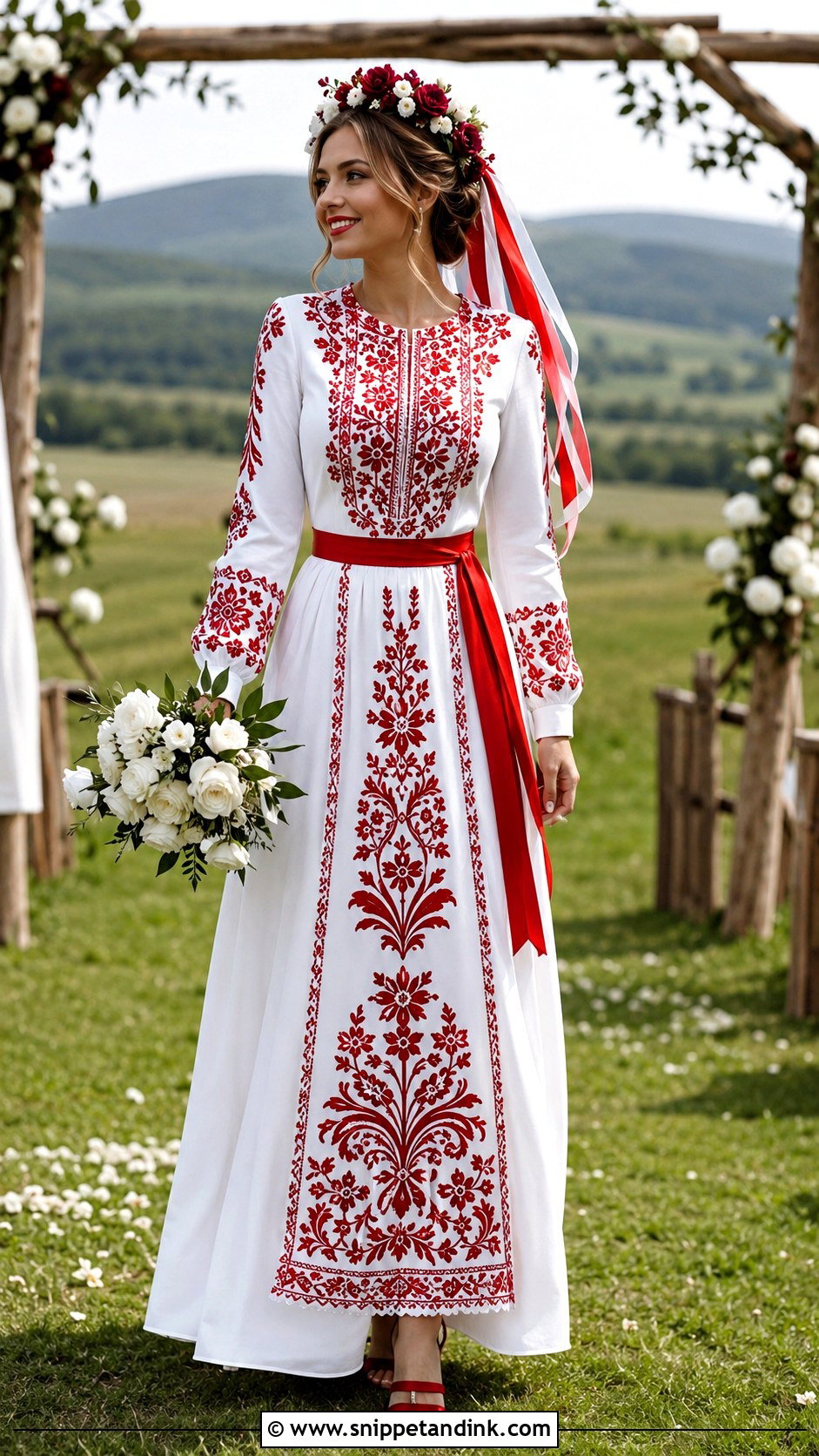 Red And White Slavic Wedding Dress - Snippet and Ink - 20 Slavic Wedding Dress Ideas