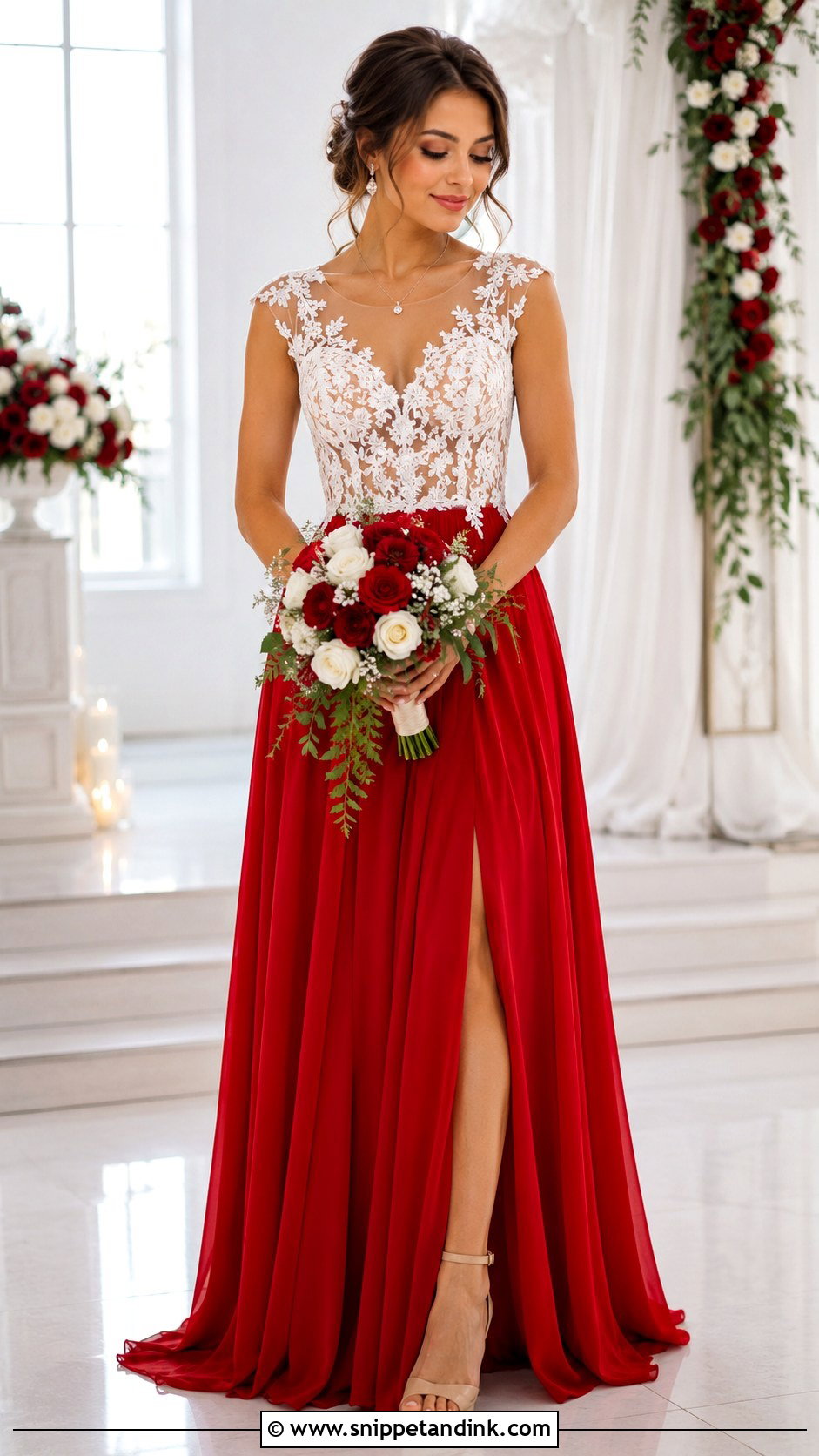 Red And White Wedding Dress - Snippet and Ink - 25 Red Wedding Dress Ideas