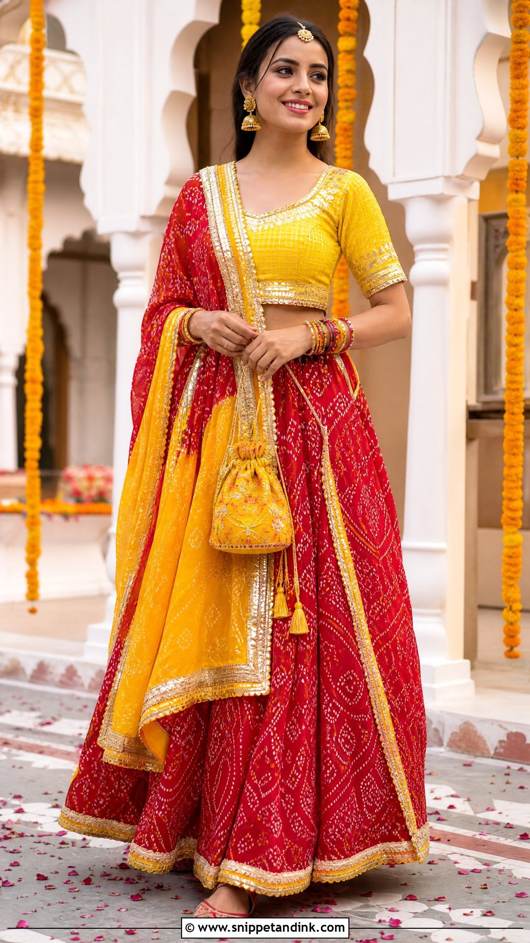 Red And Yellow Rajasthani Lehenga - Snippet and Ink - 20 Rajasthani Lengha Ideas