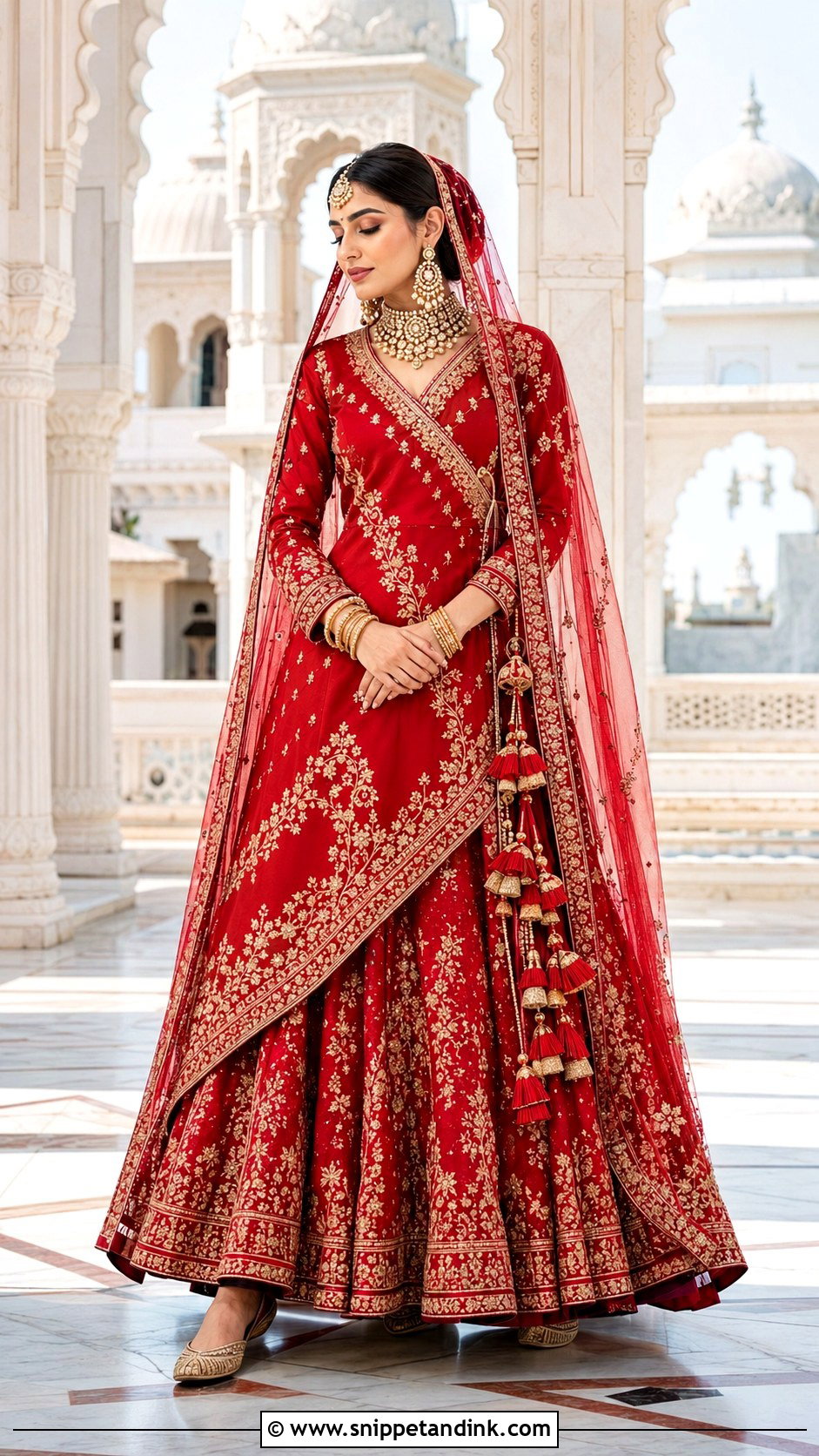 Red Angrakha Barat Dress With Lehenga - Snippet and Ink - 20 Barat Dress Design Ideas