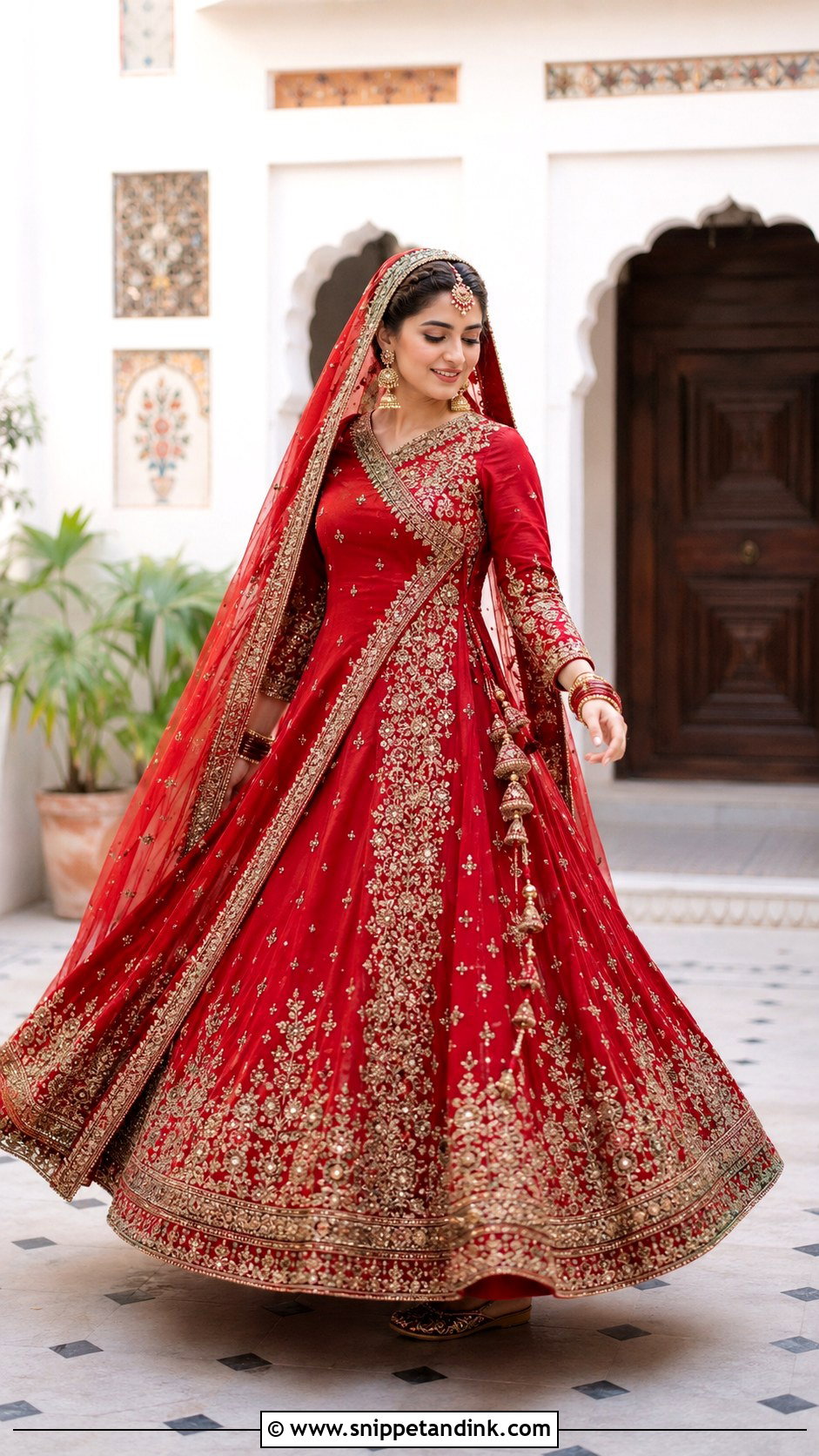 Red Angrakha Bridal Peshwas - Snippet and Ink - 20 Red Baraat Dress Pakistani Bridal Wear Ideas