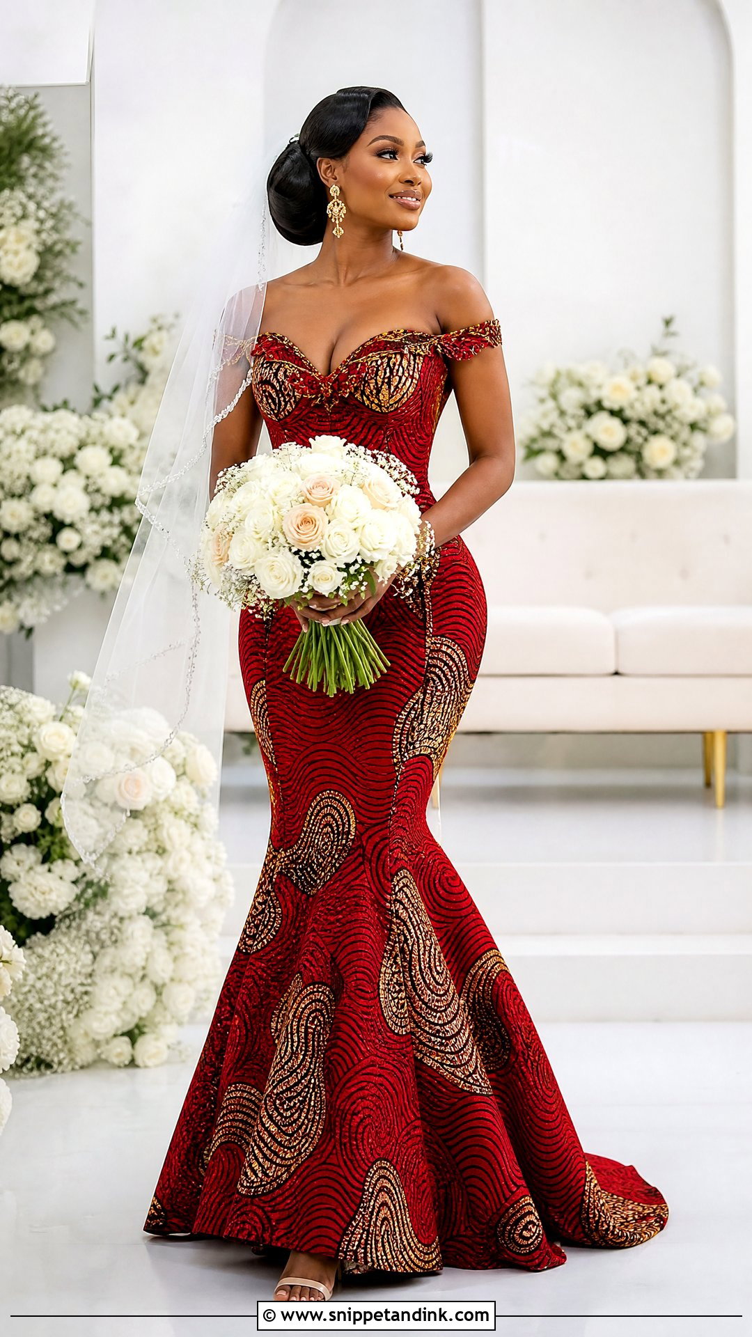 Red Ankara Bridal Dress - Snippet and Ink - 25 Ankara Bridal Dress Styles