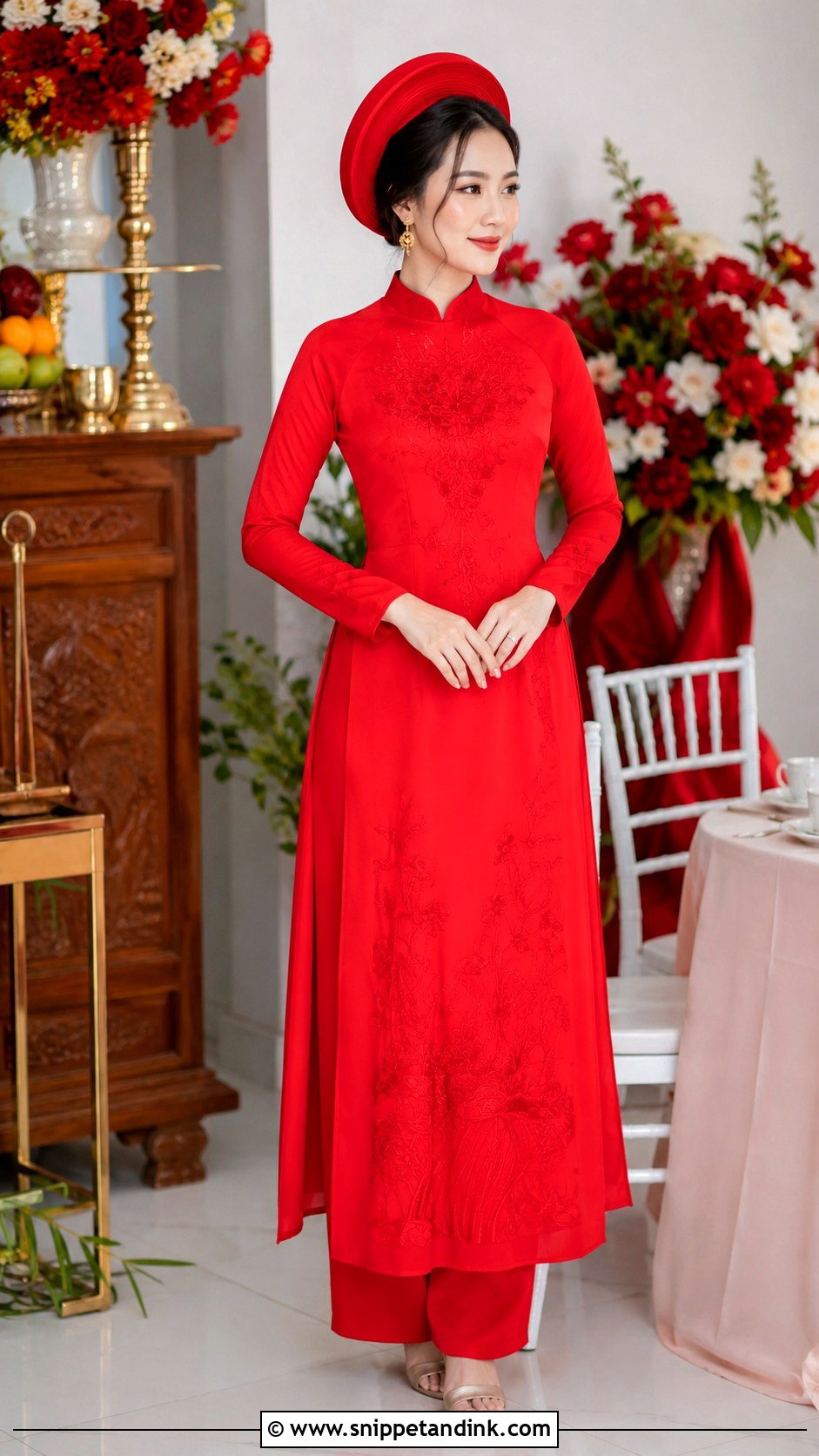 Red Ao Dai Wedding Dress - Snippet and Ink - 30 Asian Wedding Dress Ideas