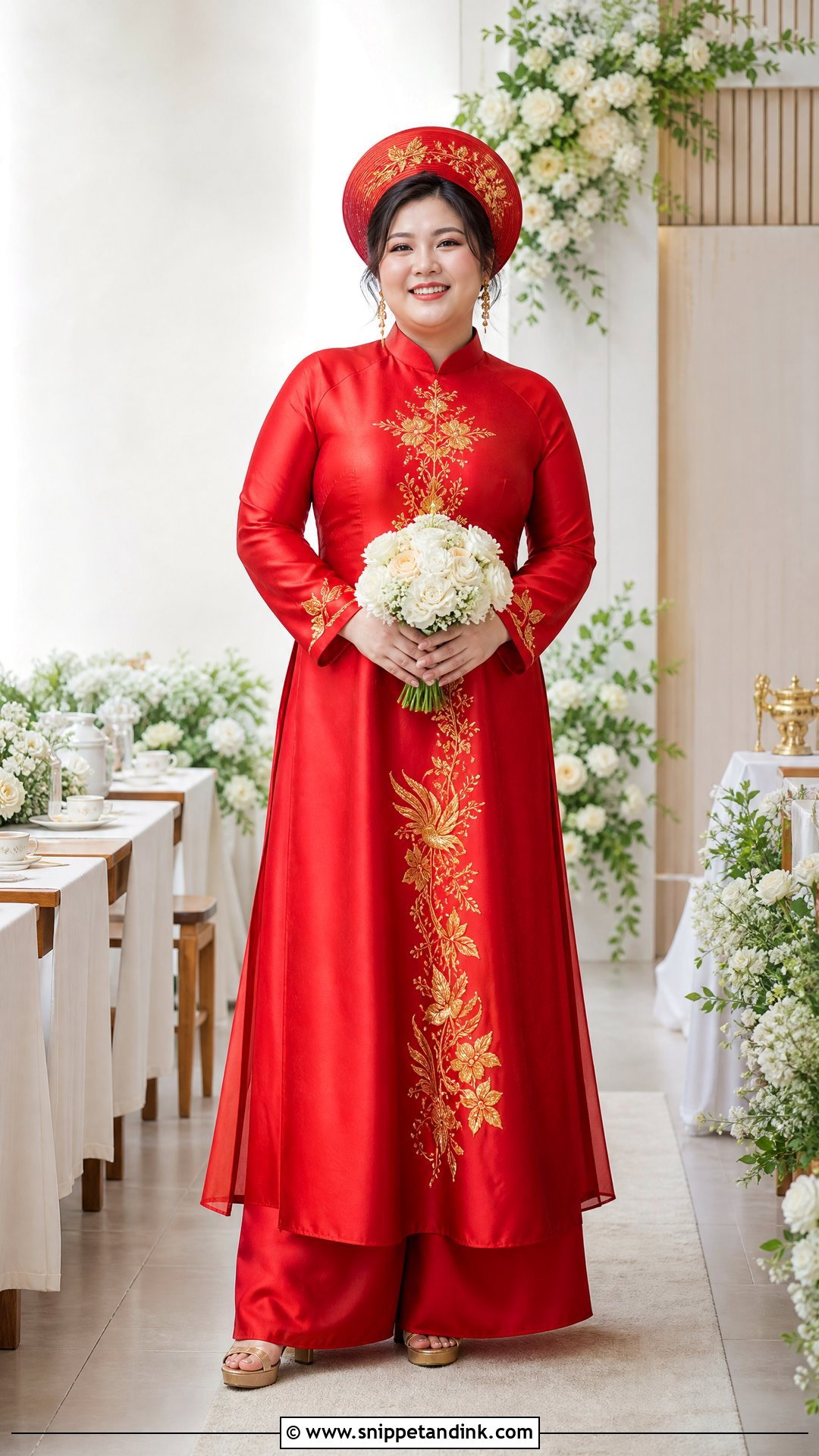 Red Ao Dai With Relaxed A Line Fit - Snippet and Ink - 20 Red Ao Dai Wedding Ideas