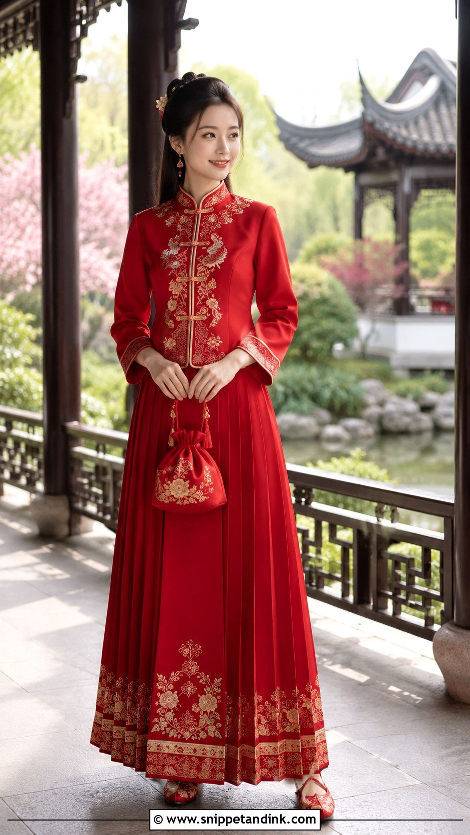 Red Aoqun Chinese Wedding Outfit - Snippet and Ink - 20 Chinese Wedding Outfits