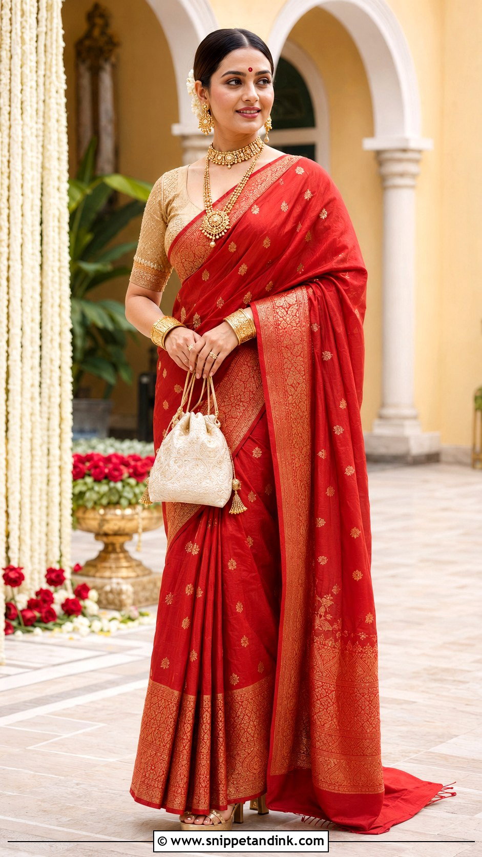 Red Assamese Bridal Mekhela Sador - Snippet and Ink - 20 Assamese Wedding Dress Ideas