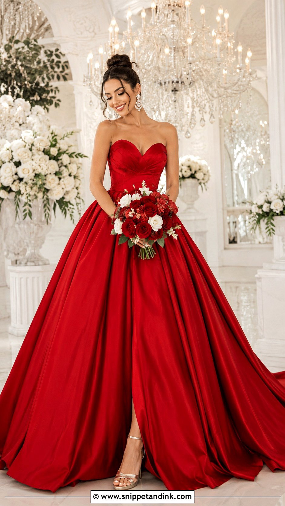 Red Ball Gown Wedding Dress - Snippet and Ink - 25 Red Wedding Dress Ideas
