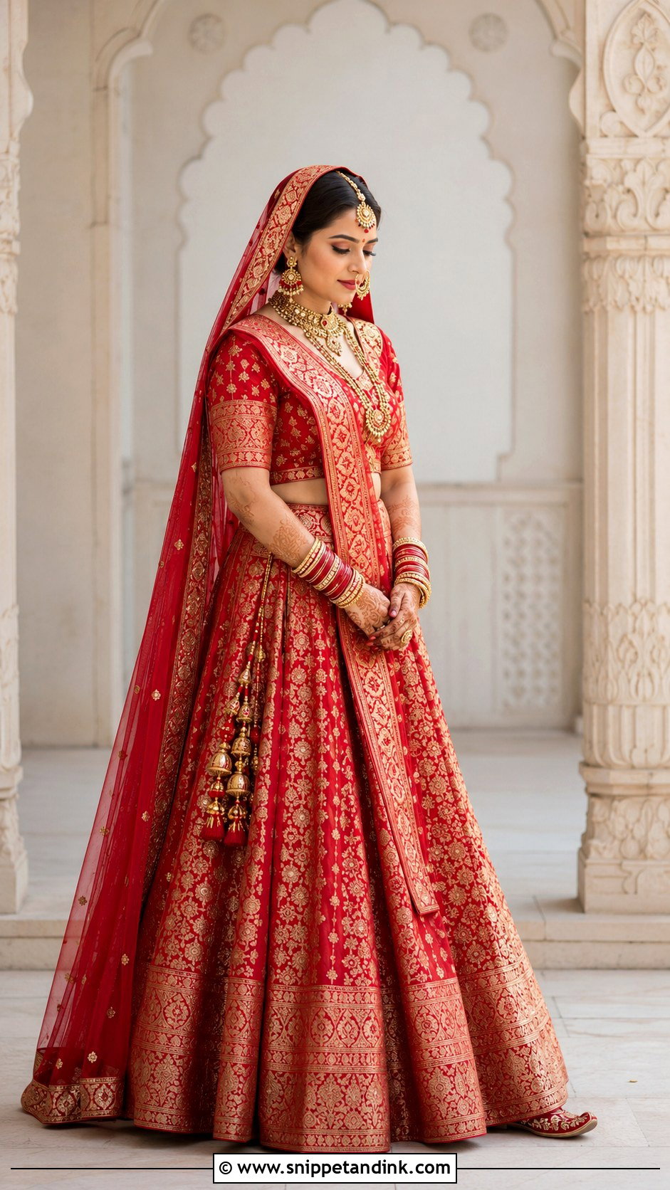 Red Banarasi Bridal Lehenga - Snippet and Ink - 25 Red Lehanga Bridal Outfits