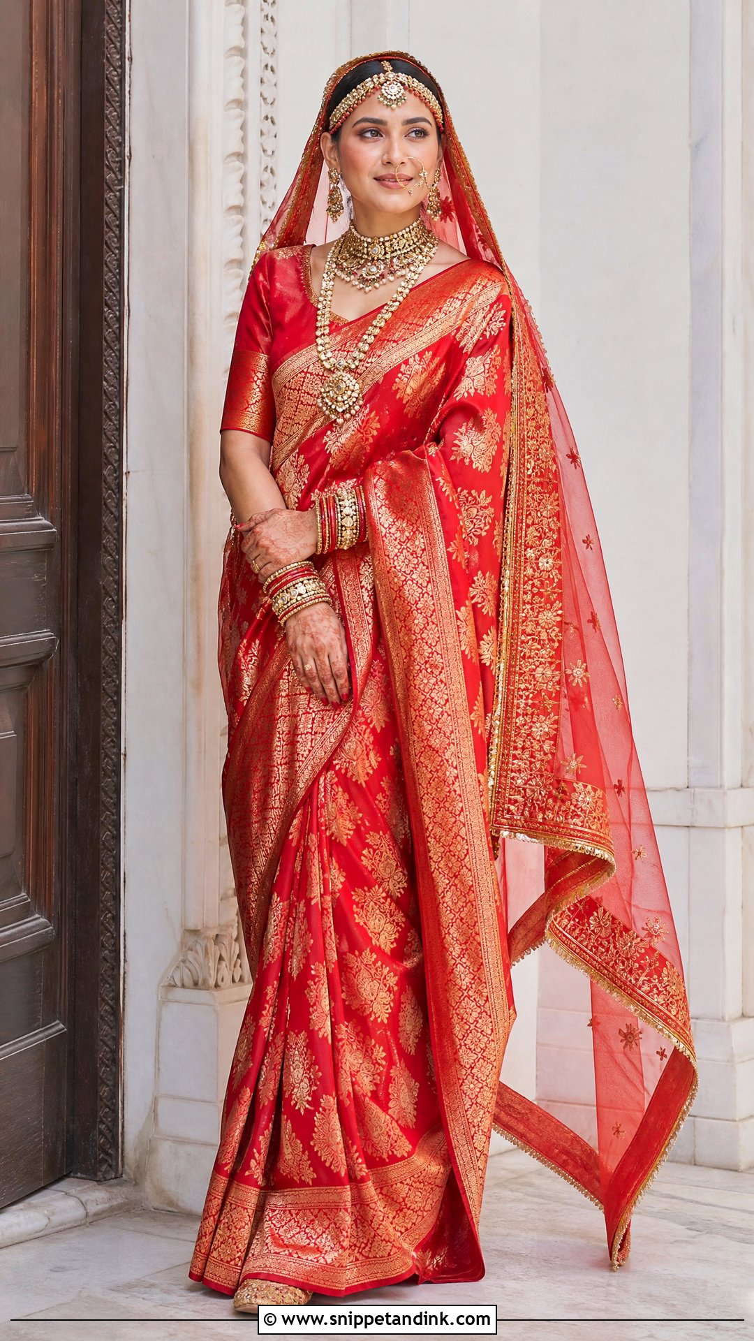 Red Banarasi Bridal Saree - Snippet and Ink - 20 Indian Bridal Photos Wedding Dresses