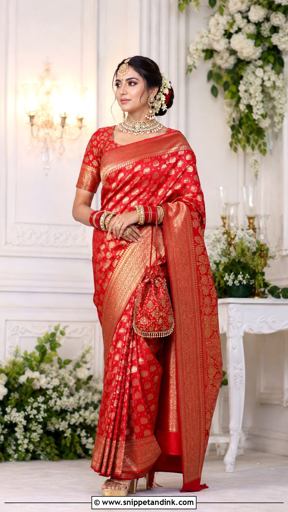Red Banarasi Bridal Saree - Snippet and Ink - 20 Indian Bridal Wear Ideas