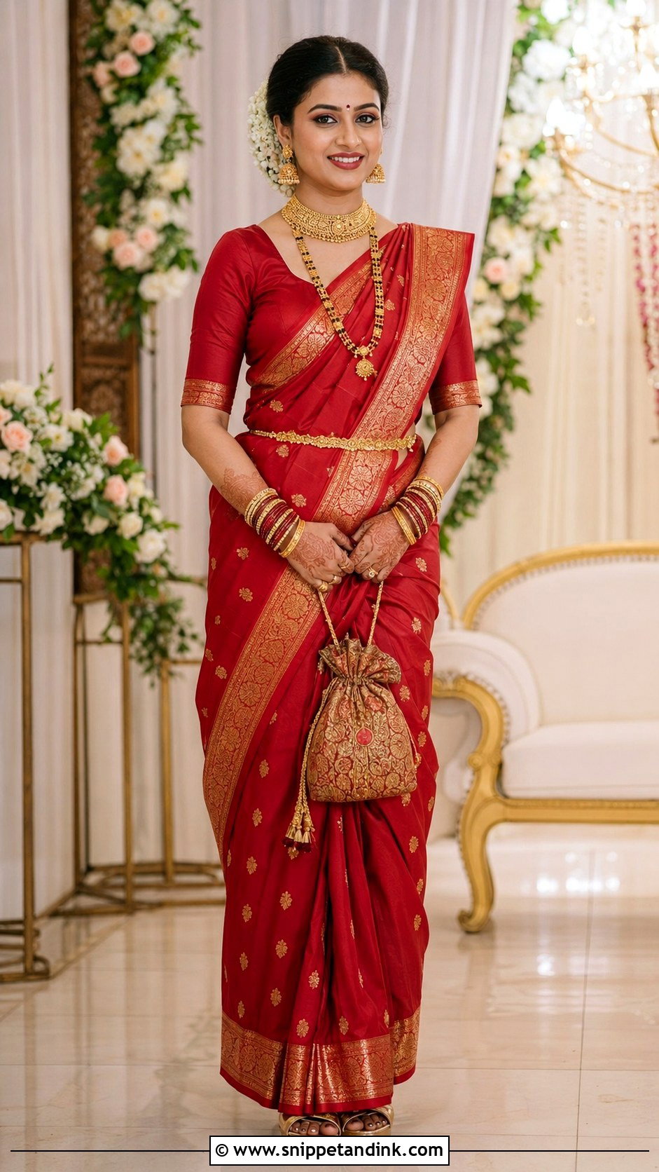 Red Banarasi GSB Konkani Bride - Snippet and Ink - 20 Gsb Konkani Bride Ideas