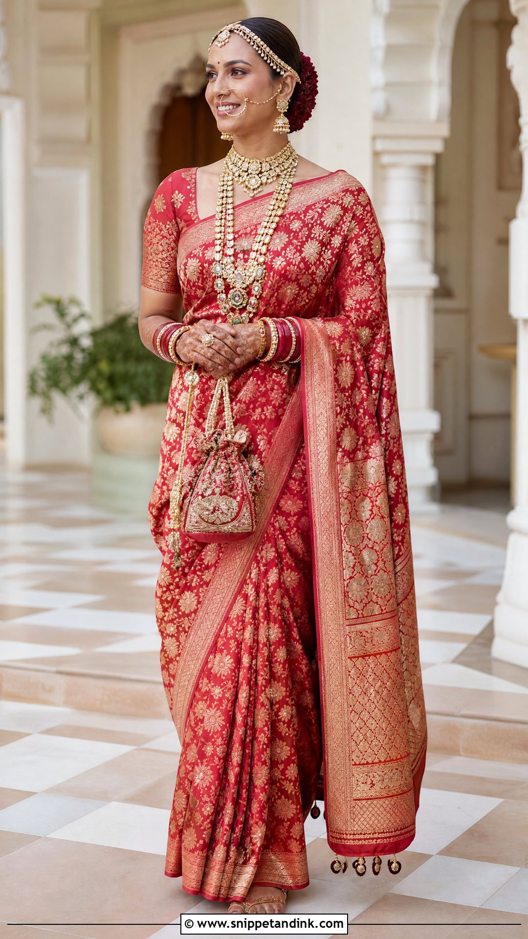 Red Banarasi Indian Bridal Saree - Snippet and Ink - 20 Indian Bridal Wedding Dress Ideas