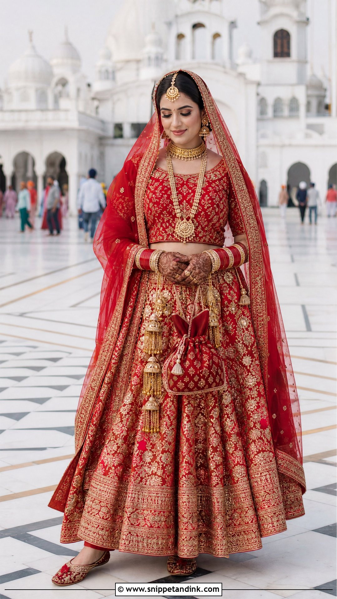Red Banarasi Punjabi Bridal Lehenga - Snippet and Ink - 25 Sikh Wedding Dress Punjabi Bride Ideas