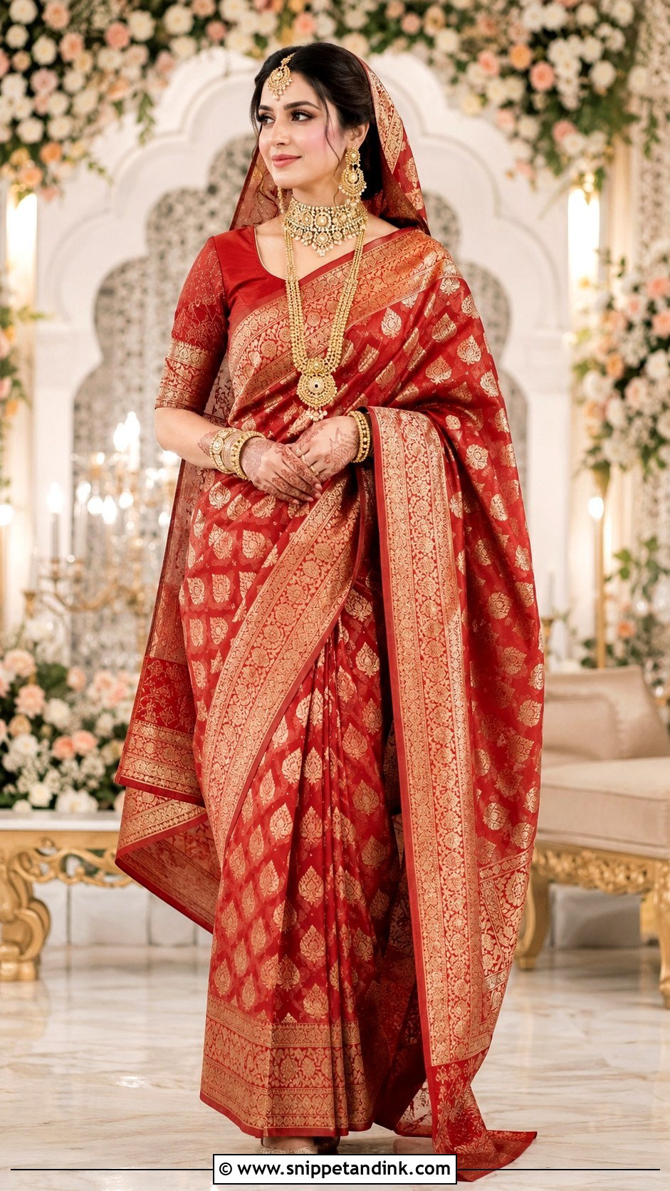 Red Banarasi Saree Barat Dress - Snippet and Ink - 20 Barat Wedding Dress Ideas