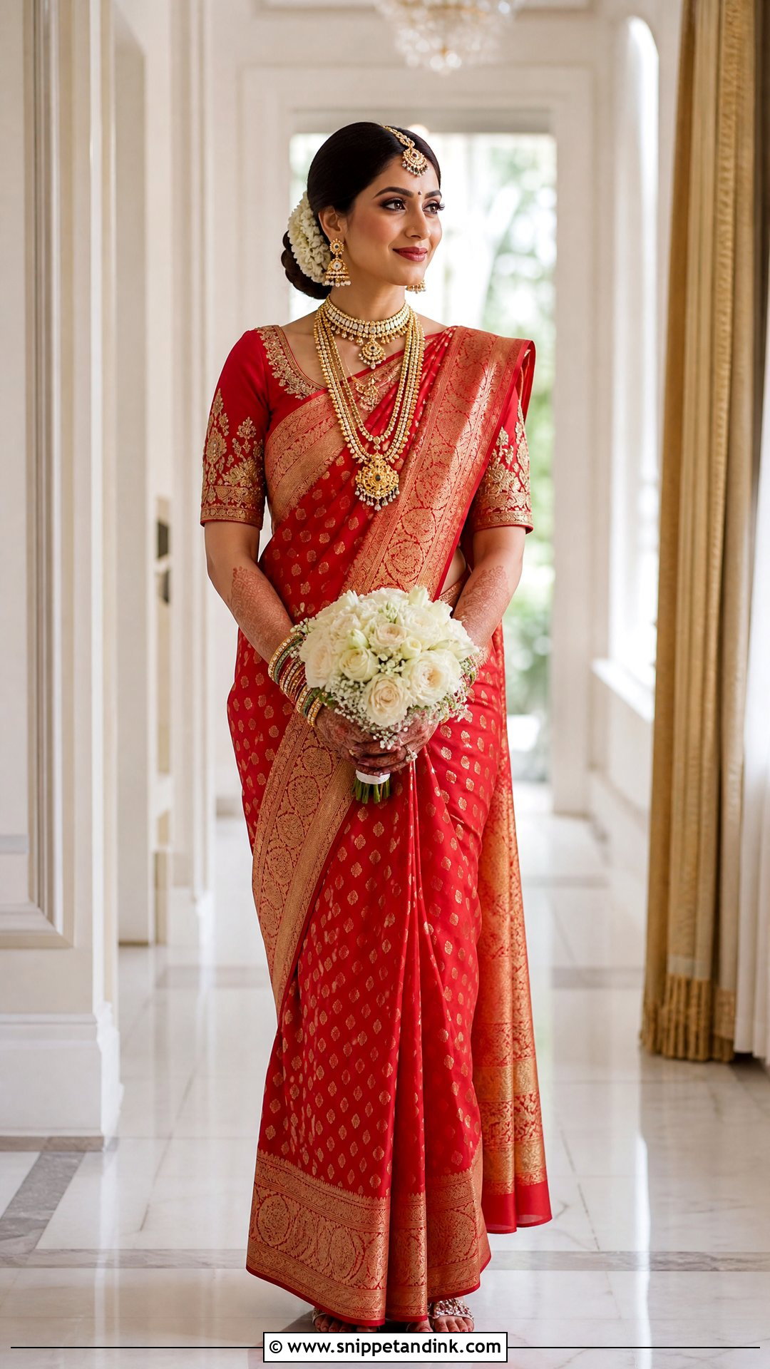 Red Banarasi Saree Bride Outfit - Snippet and Ink - 25 Red Bride Dress Ideas