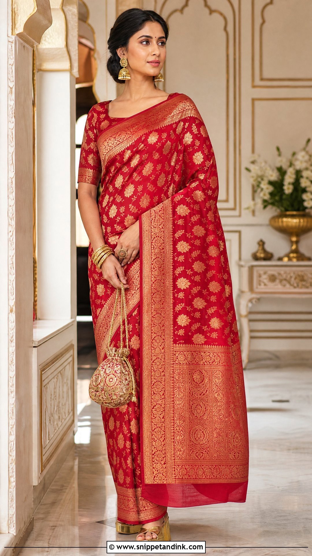 Red Banarasi Saree Outfit - Snippet and Ink - 25 Red Indian Dress Outfit Ideas