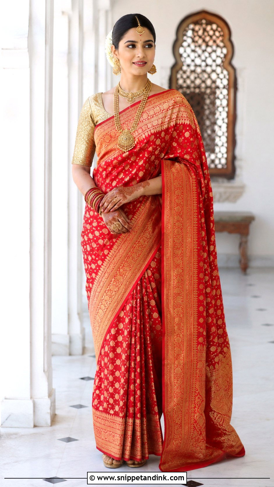 Red Banarasi Saree - Snippet and Ink - 25 Red Indian Wedding Dress Ideas