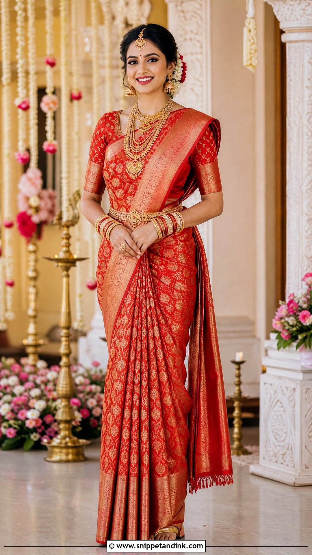 Red Banarasi Silk Bridal Saree - Snippet and Ink - 20 Unique Indian Bridal Outfits