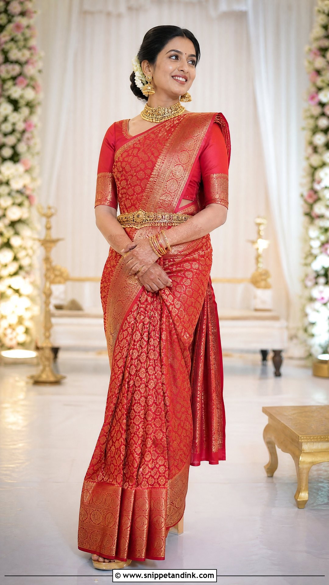 Red Banarasi Silk Bridal Saree - Snippet and Ink - 20 Red Indian Bridal Dress Ideas