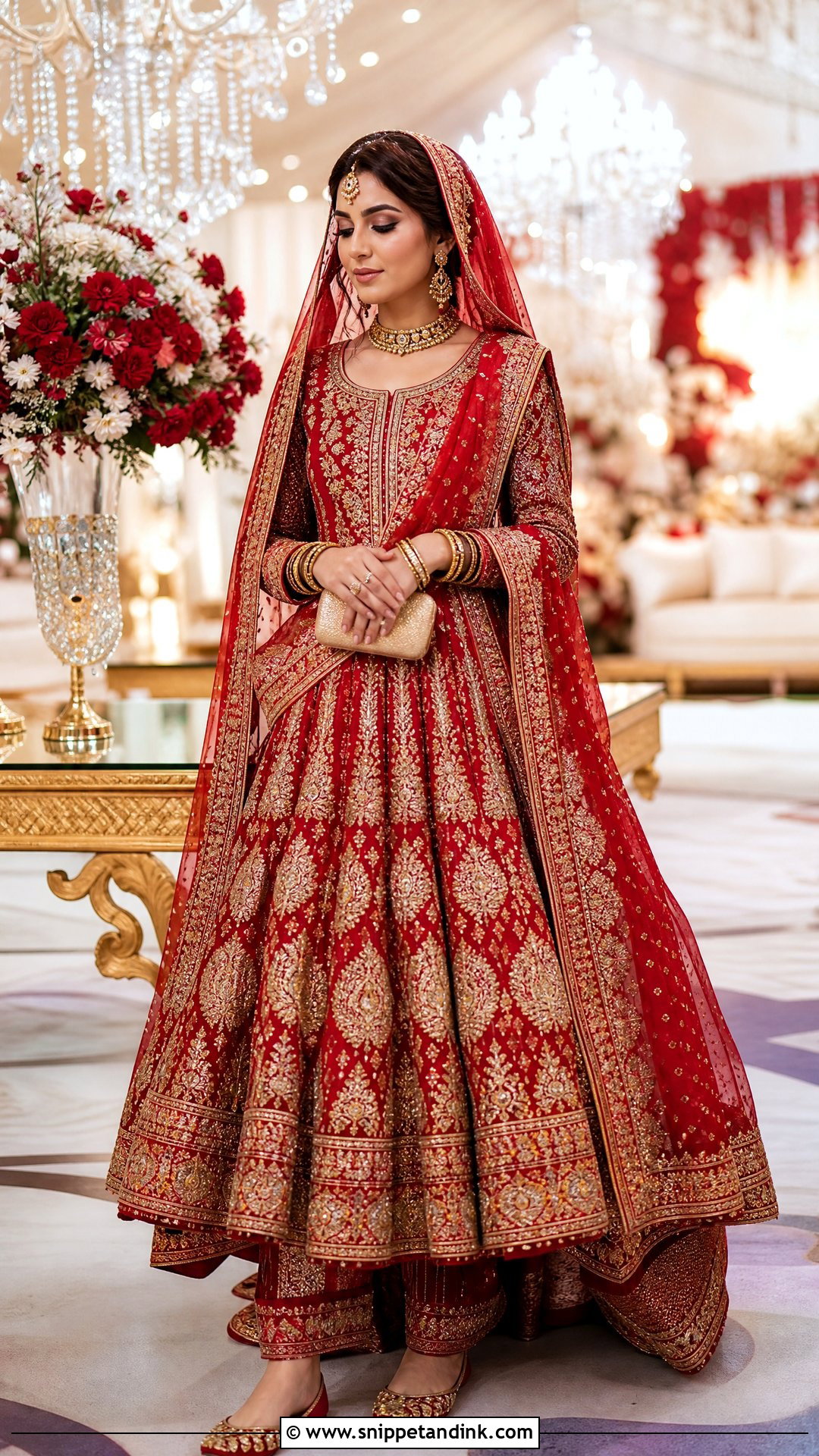 Red Banarsi Afghan Wedding Dress - Snippet and Ink - 20 Traditional Afghan Wedding Dress Ideas