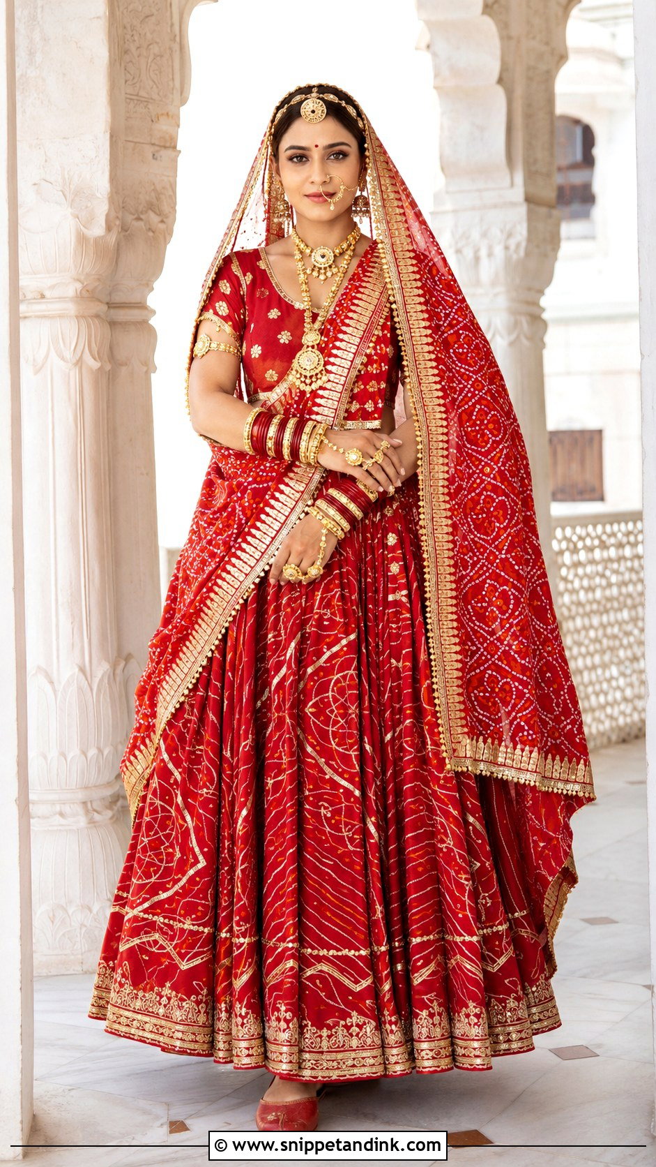 Red Bandhani Rajput Bridal Poshak - Snippet and Ink - 20 Royal Rajput Bride Ideas