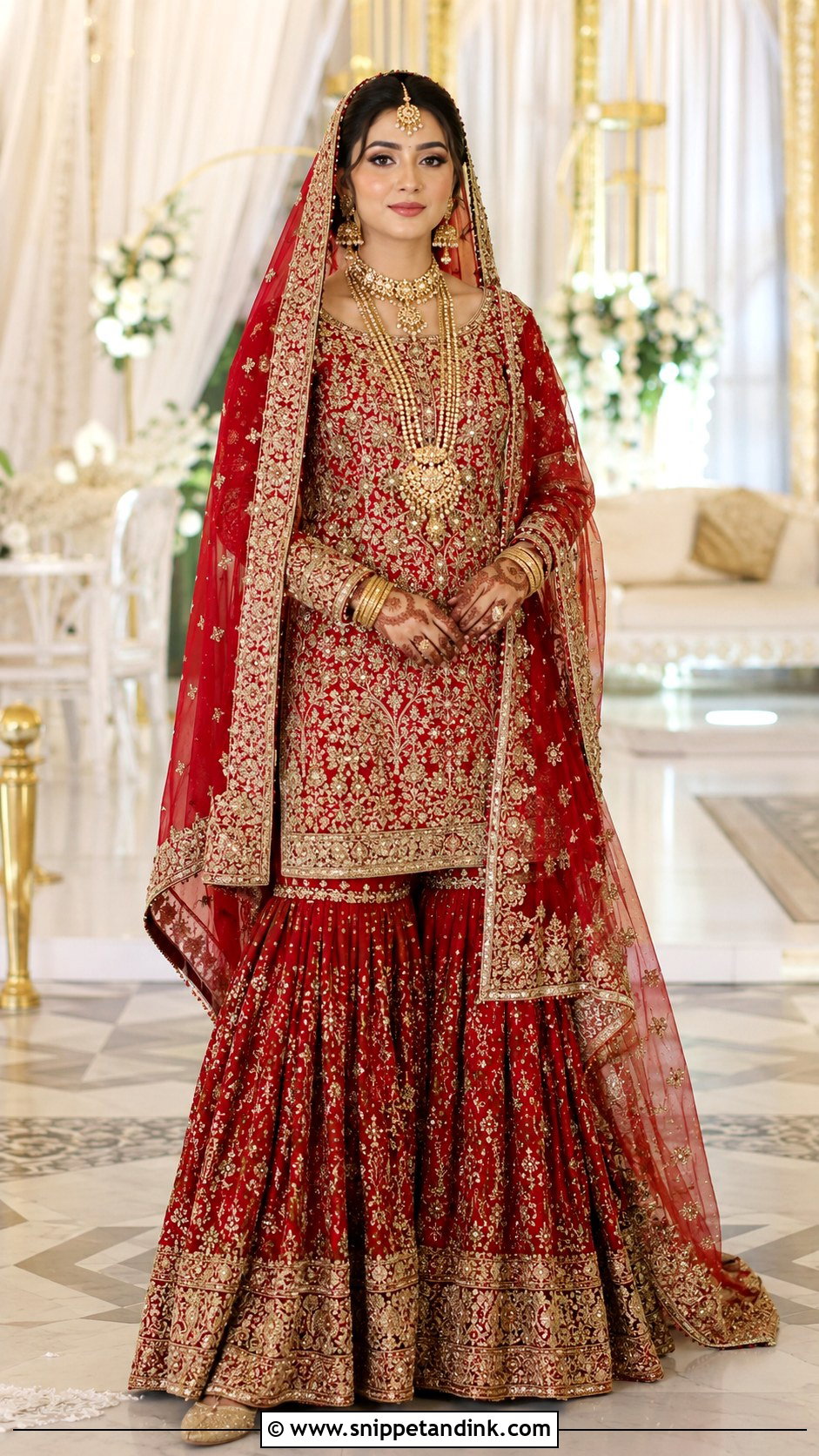 Red Barat Bridal Sharara - Snippet and Ink - 20 Bridal Dresses for Barat