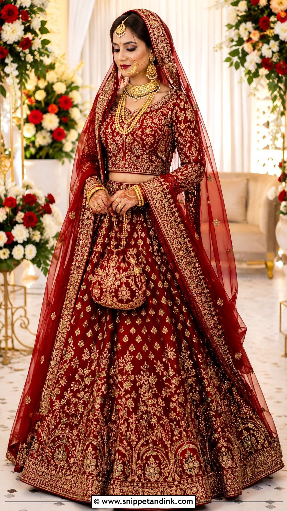 Red Bengali Muslim Bridal Lehenga Look - Snippet and Ink - 20 Bengali Bride Wedding Look Ideas
