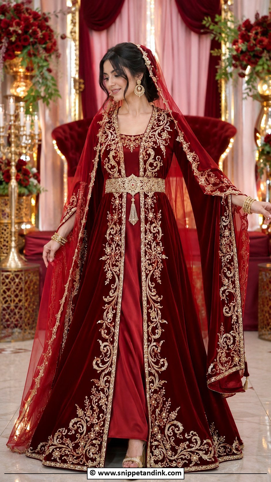 Red Bindalli Henna Night Dress - Snippet and Ink - 30 Henna Night Dress Ideas