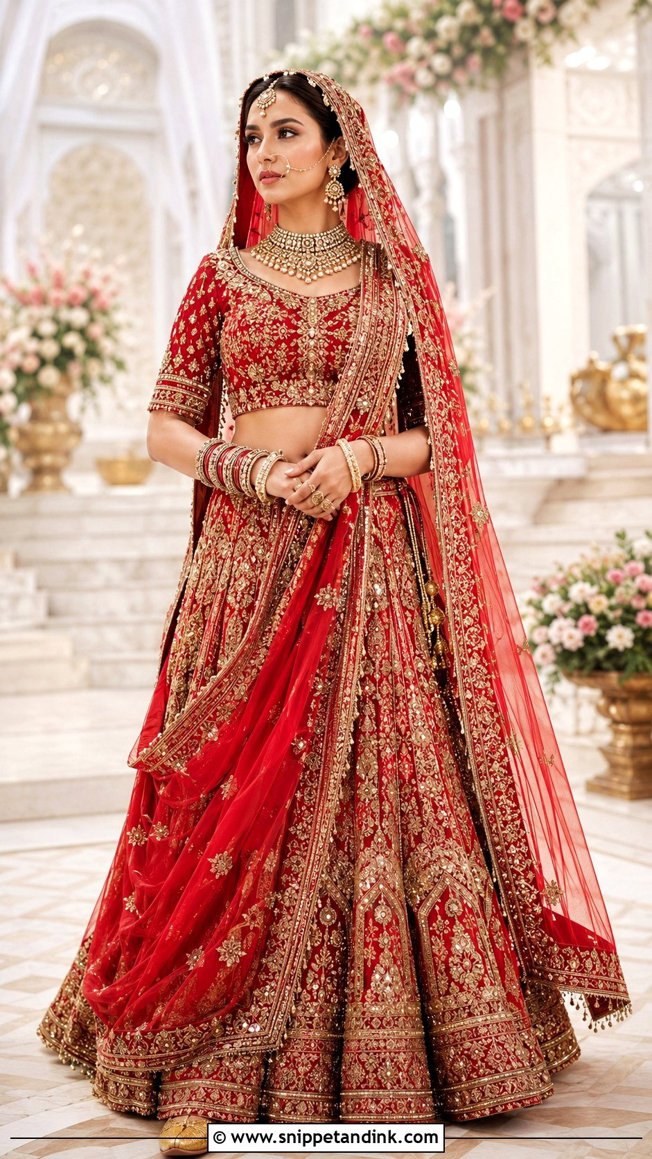 Red Bollywood Bridal Lehenga - Snippet and Ink - 20 Bollywood Wedding Outfit Ideas