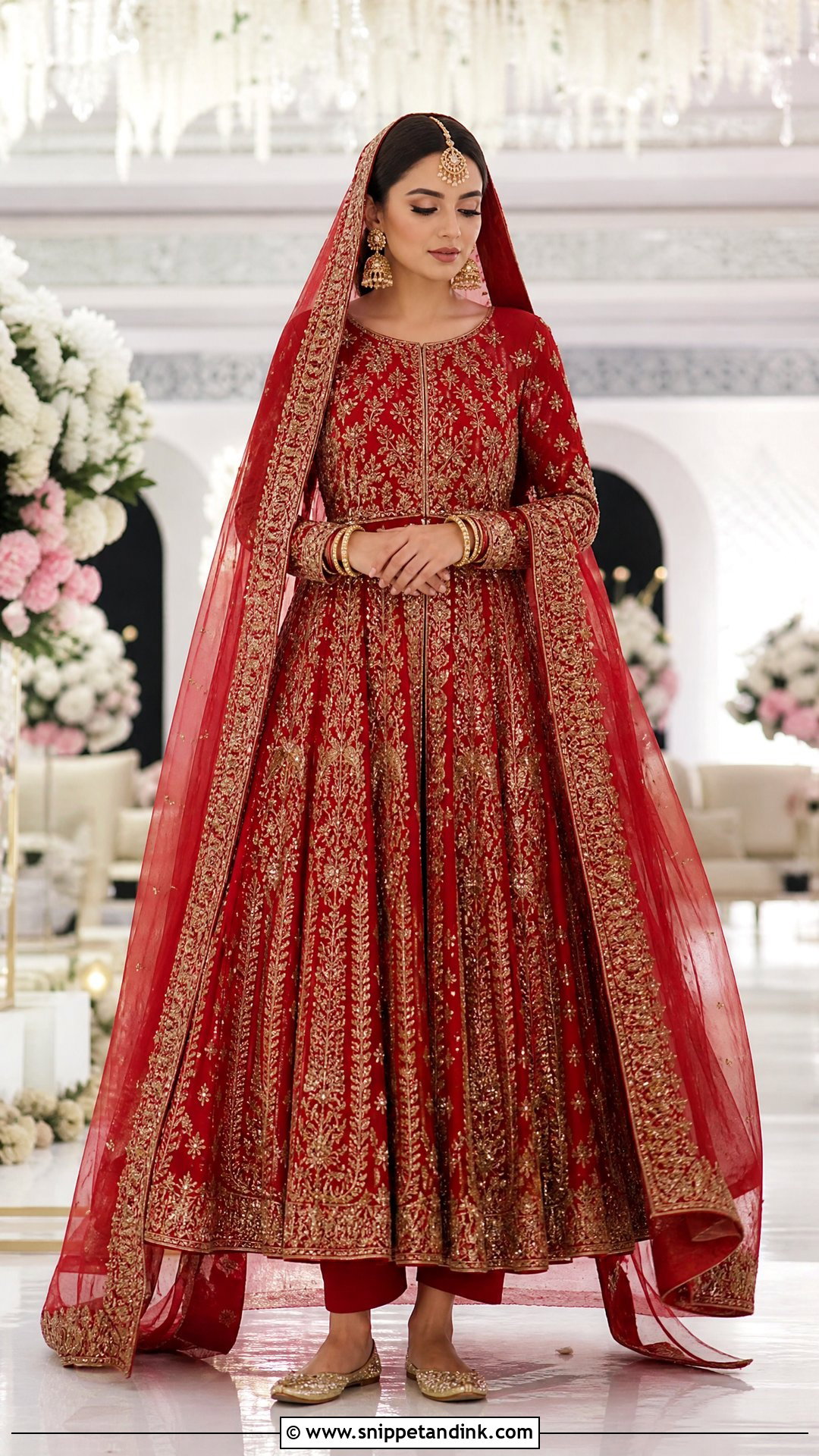 Red Bridal Anarkali Shalwar - Snippet and Ink - 20 Wedding Shalwar Design for Women Ideas