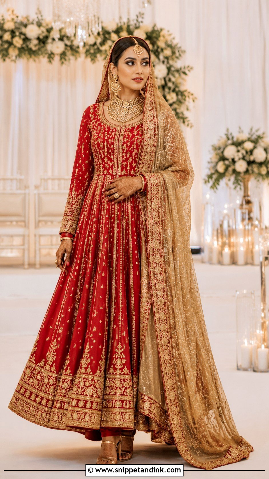 Red Bridal Anarkali Suit With Gold Dupatta - Snippet and Ink - 25 Bridal Anarkali Suits