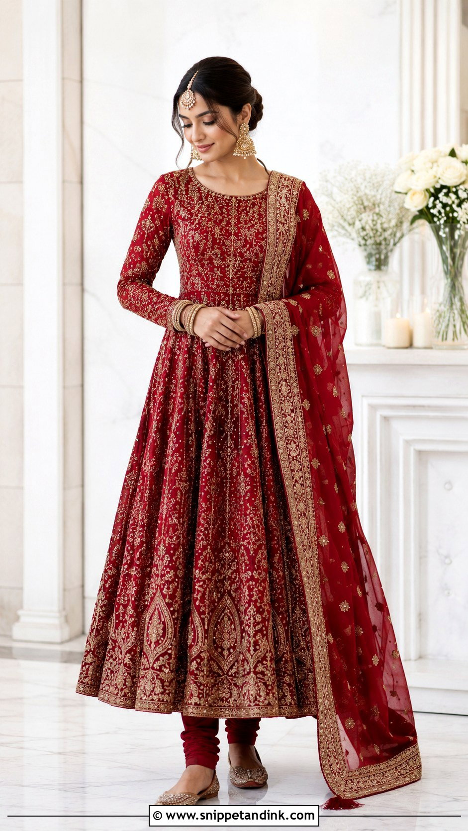 Red Bridal Anarkali With Churidar - Snippet and Ink - 25 Pakistani Red Bridal Dress Ideas