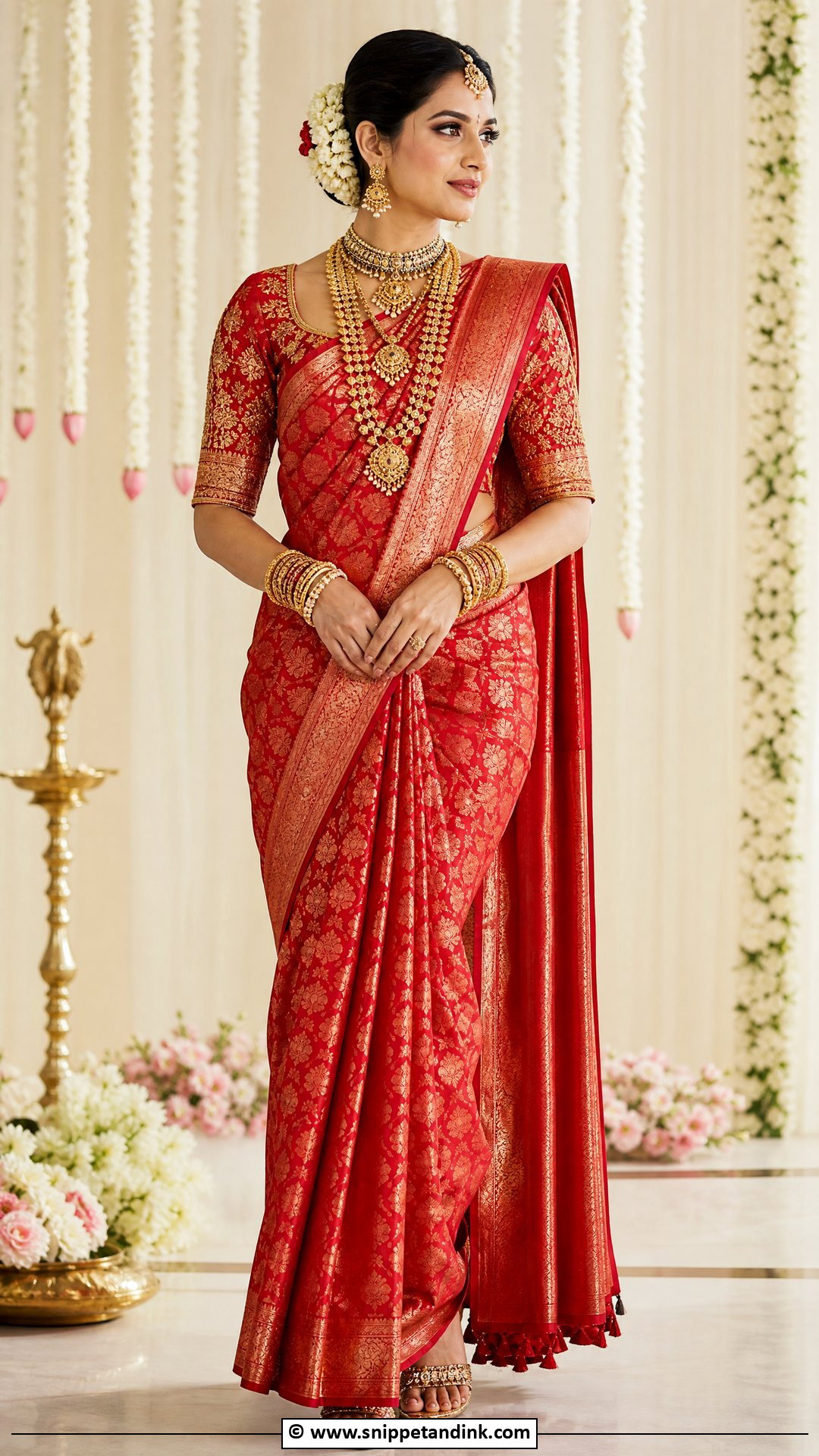 Red Bridal Blouse With Heavy Zari Work - Snippet and Ink - 35 Bridal Blouse Ideas