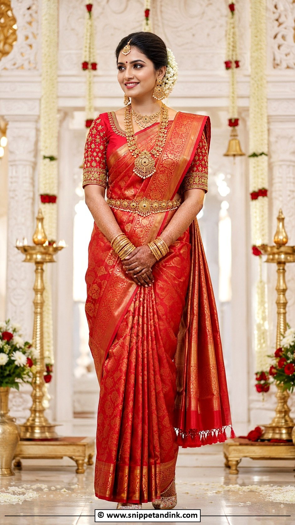 Red Bridal Blouse With Silk Saree - Snippet and Ink - 30 Bride Blouse Designs