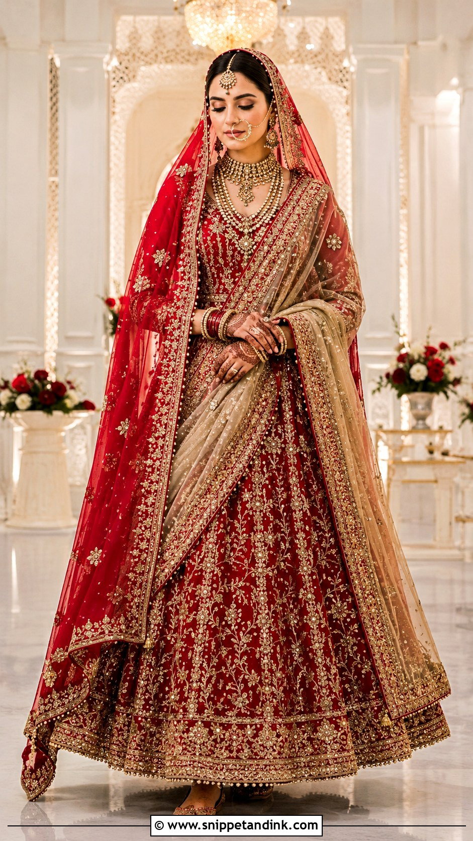 Red Bridal Double Dupatta Suit - Snippet and Ink - 20 Red Bridal Suit Ideas