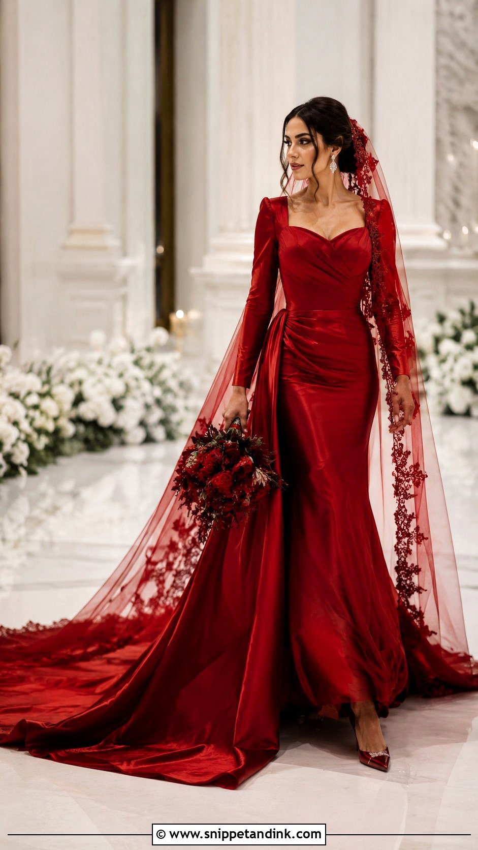 Red Bridal Dress With Train - Snippet and Ink - 30 Red Bridal Dress Ideas