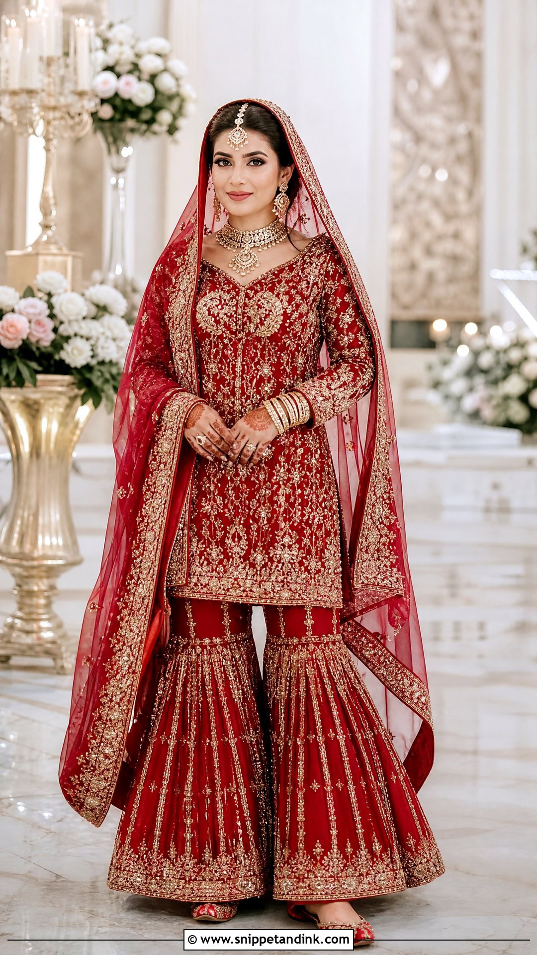Red Bridal Garara Suit With Zardozi - Snippet and Ink - 20 Garara Suits Designs for Wedding