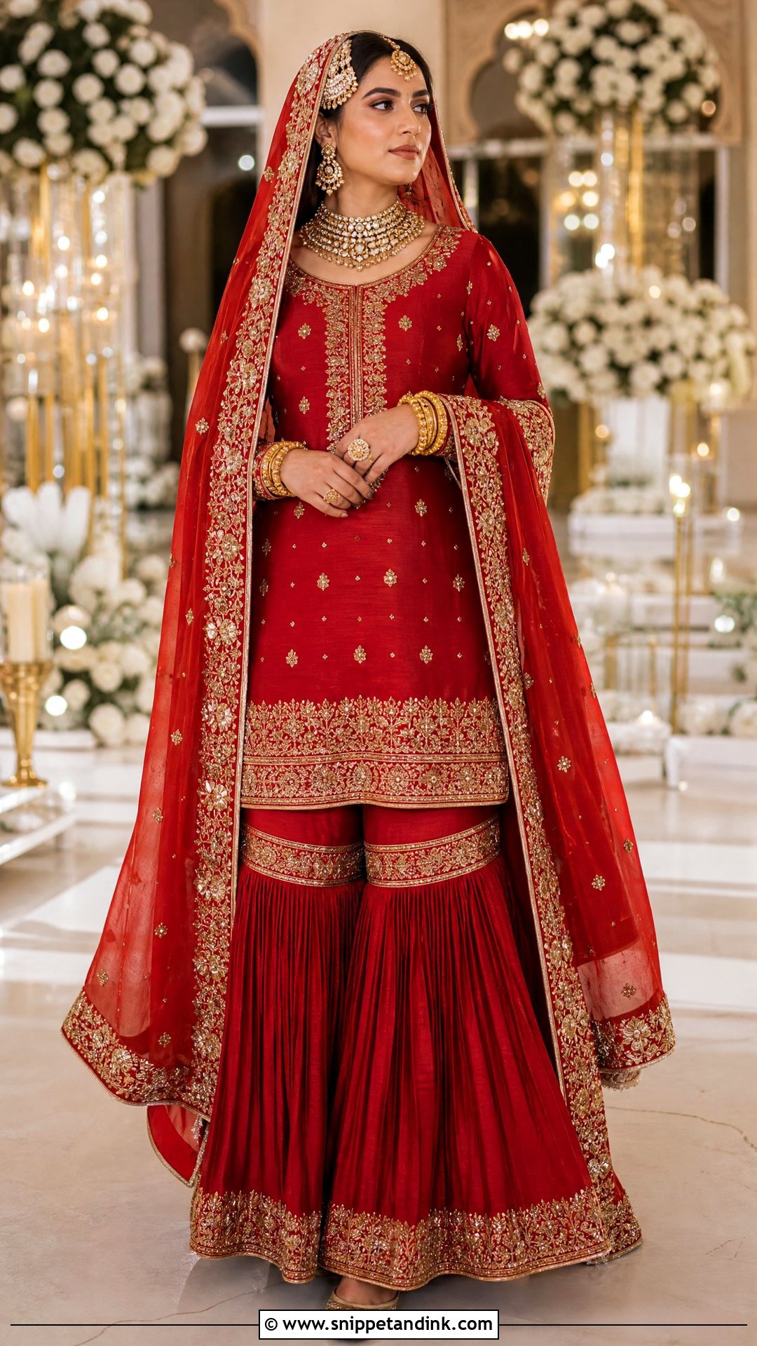 Red Bridal Garara With Short Kurti - Snippet and Ink - 20 Latest Garara Designs for Wedding