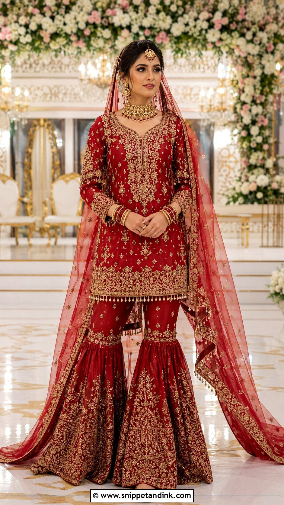 Red Bridal Garara With Short Kurti - Snippet and Ink - 20 Garara Designs for Wedding