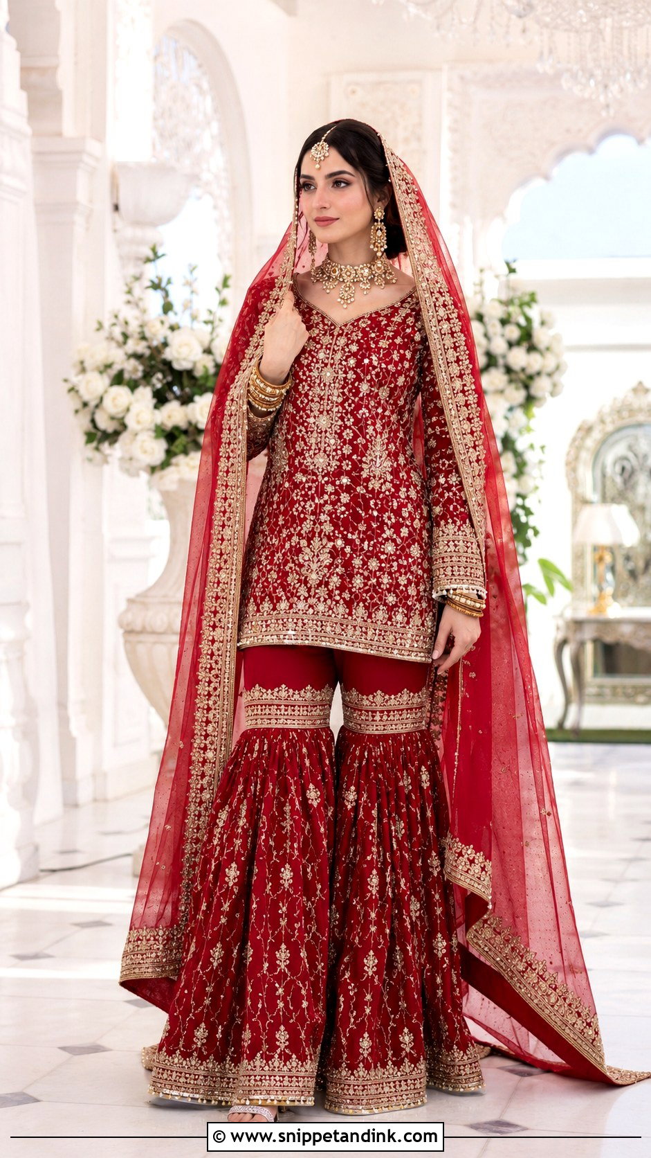 Red Bridal Gharara Suit - Snippet and Ink - 20 Red Bridal Suit Ideas