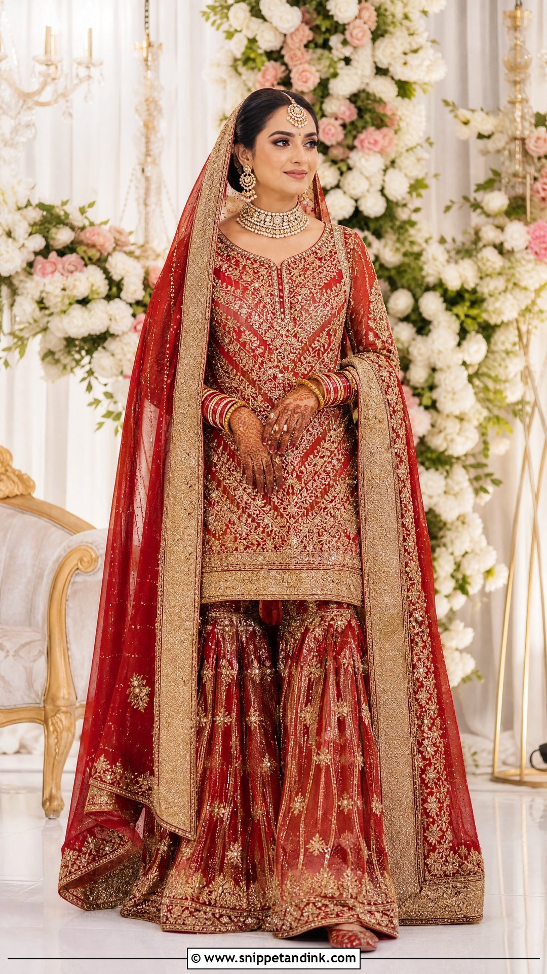 Red Bridal Gharara With Heavy Embroidery - Snippet and Ink - 20 Red Gharara Outfit Ideas