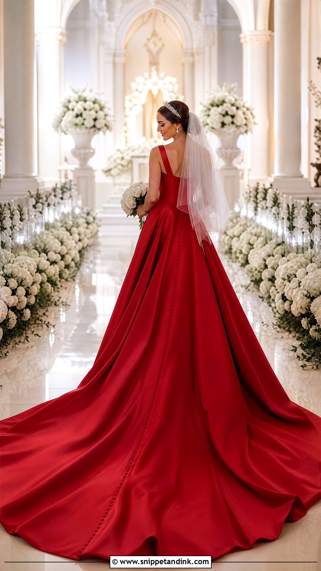 Red Bridal Gown With Cathedral Train - Snippet and Ink - 20 Red Bridal Gown Ideas