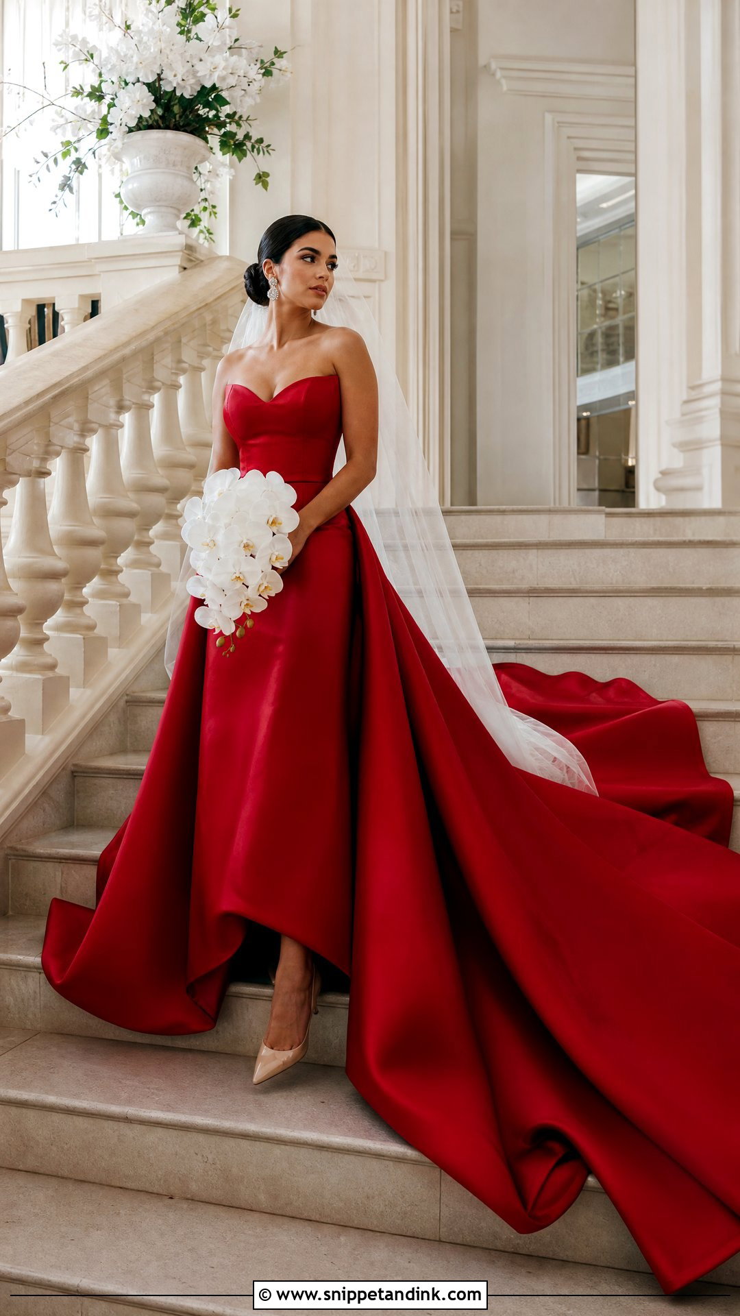 Red Bridal Gown With Dramatic Train - Snippet and Ink - 20 Red Bridal Dress Gowns